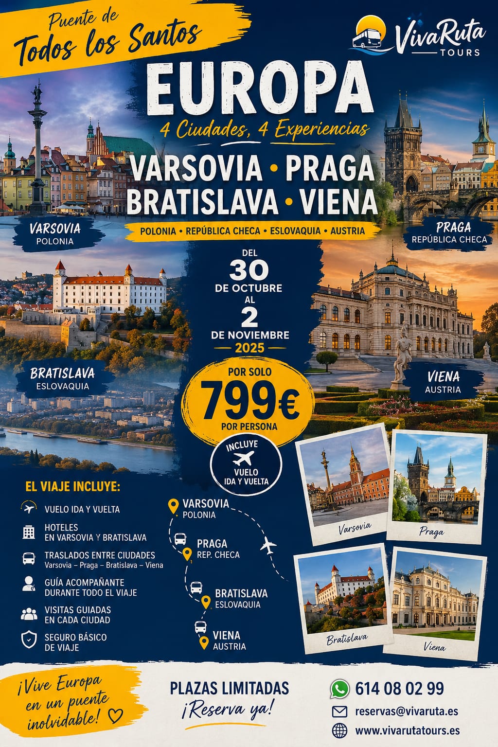 Europa — Varsovia, Praga, Bratislava y Viena
